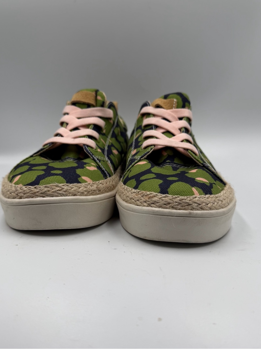 Spenco Camo Platform Sneakers Pink Green Espadrille Shoes Women’s 12 - Picture 3 of 9
